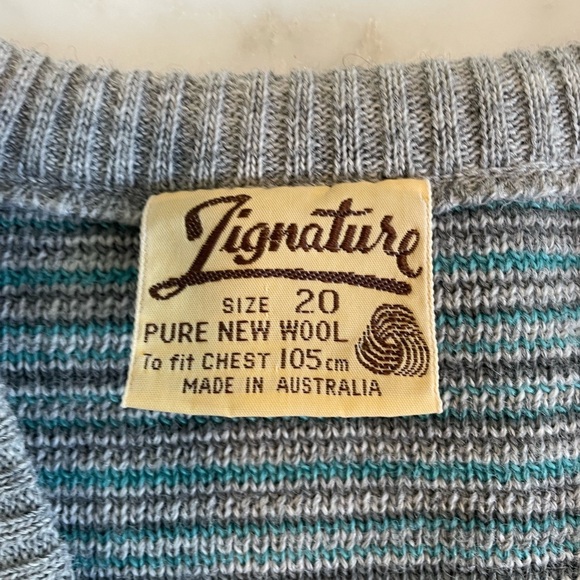 Vintage Zignature Australia Pure New Wool Size 20 men’s V-neck Sweater EUC - Picture 2 of 5